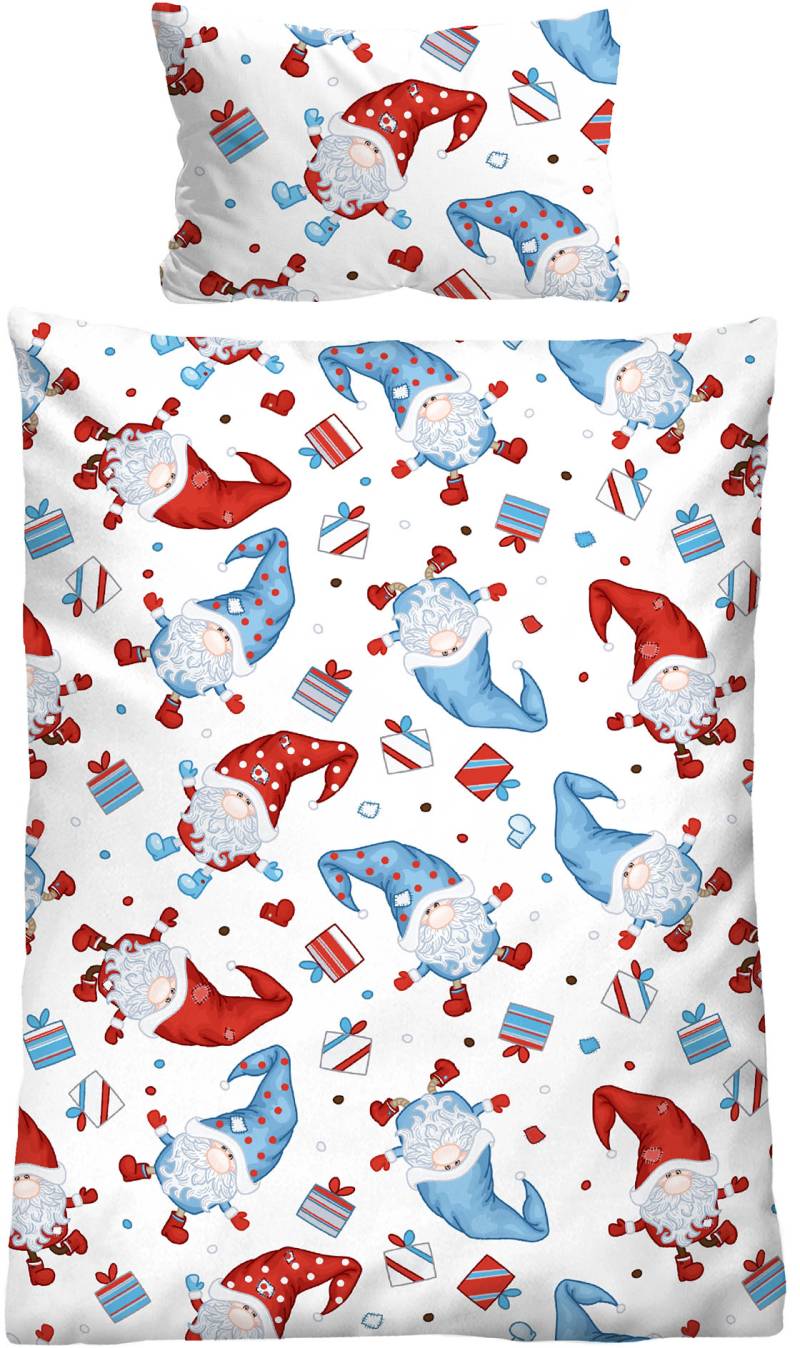 Biberna Kinderbettwäsche "Weihnachten" 2 Stk. tlg. wohlig warm + weich, pflegeleicht, aus 100% Baumwolle, Reißverschluss von Biberna