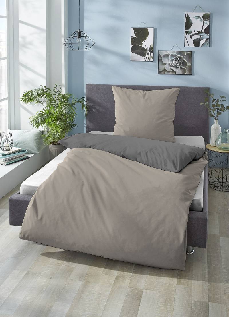 Biberna Wendebettwäsche "Alma in Gr. 135x200, 155x220 oder 200x200 cm" 2 Stk. tlg. Bettwäsche aus Baumwolle, Reißverschluss, Bettwäsche mit Wendeoptik von Biberna