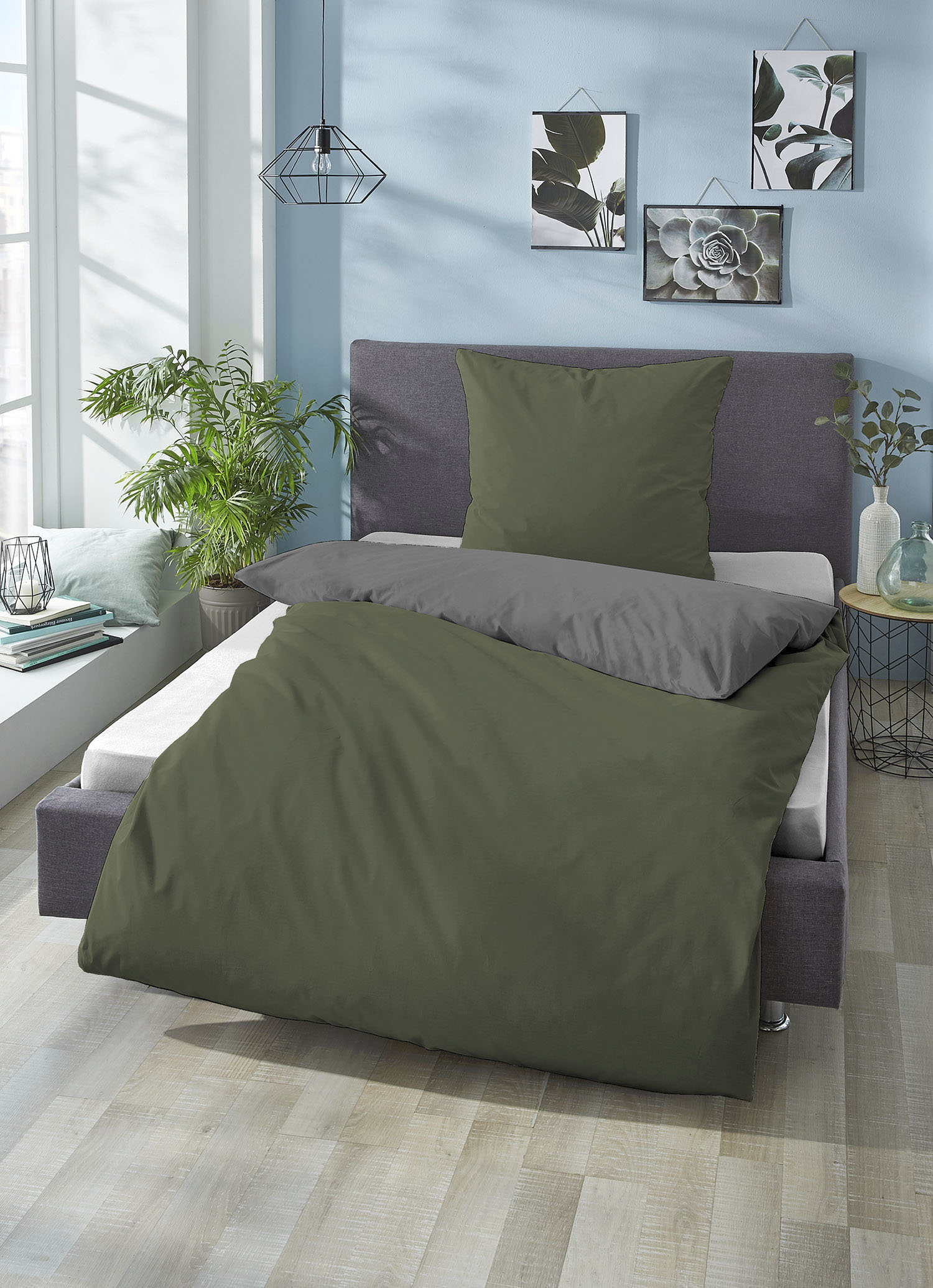 Biberna Wendebettwäsche "Alma in Gr. 135x200, 155x220 oder 200x200 cm" 2 Stk. tlg. Bettwäsche aus Baumwolle, Reißverschluss, Bettwäsche mit Wendeoptik von Biberna