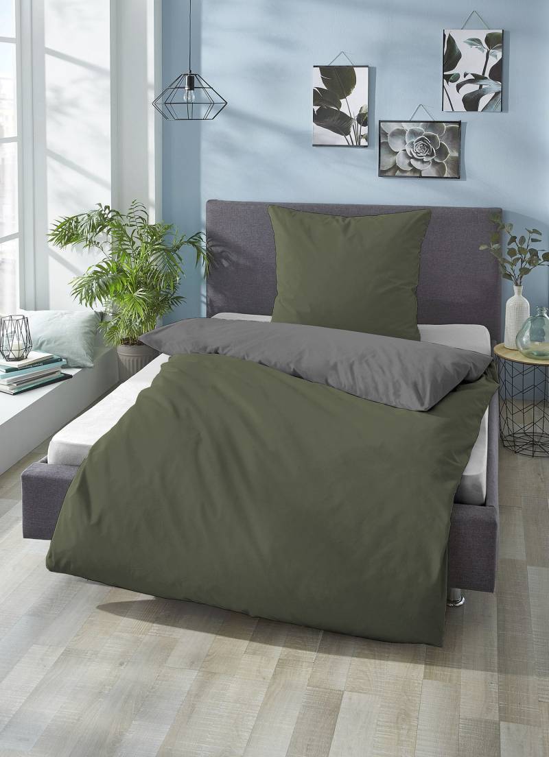 Biberna Wendebettwäsche "Alma in Gr. 135x200, 155x220 oder 200x200 cm" 2 Stk. tlg. Bettwäsche aus Baumwolle, Reißverschluss, Bettwäsche mit Wendeoptik von Biberna