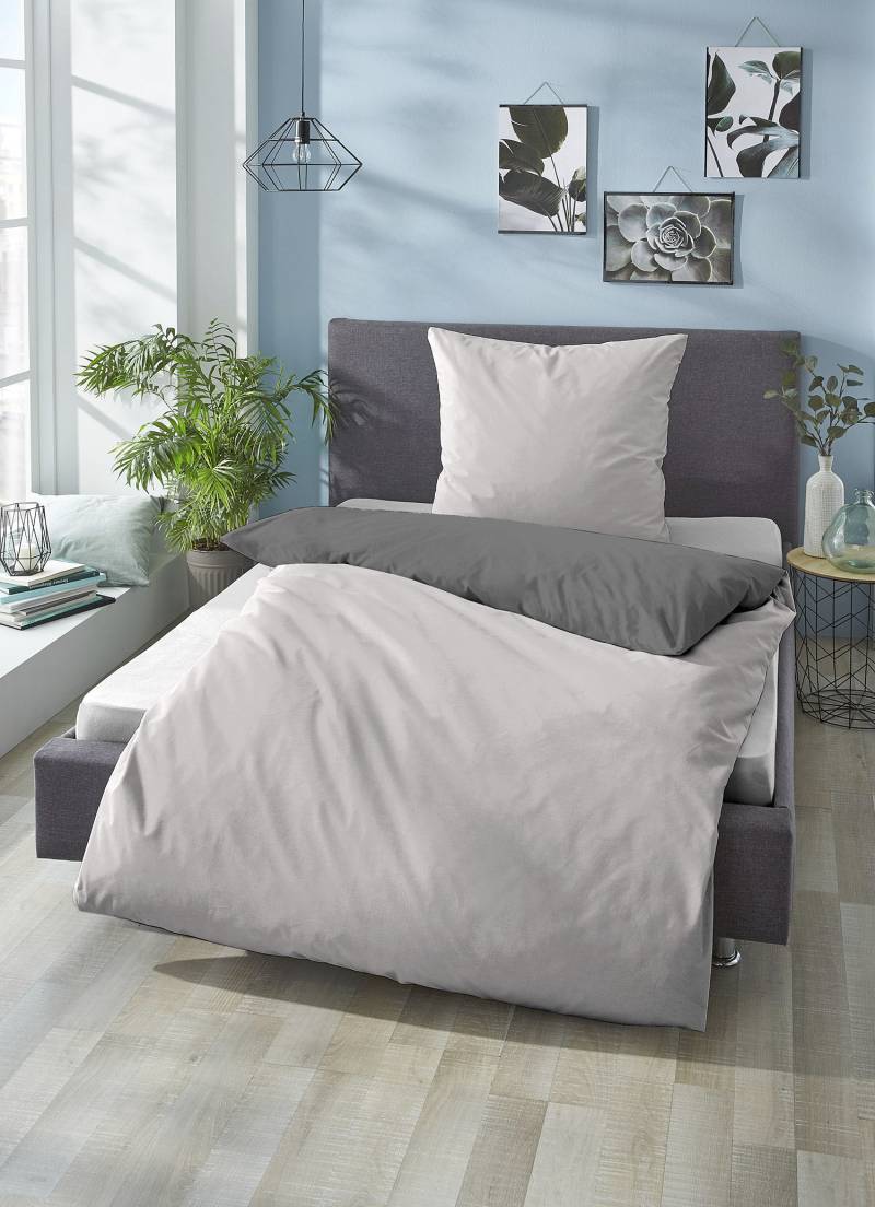 Biberna Wendebettwäsche "Alma in Gr. 135x200, 155x220 oder 200x200 cm" 3 Stk. tlg. Bettwäsche aus Baumwolle, Reißverschluss, Bettwäsche mit Wendeoptik von Biberna