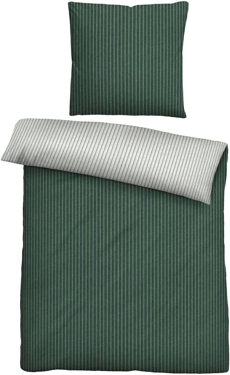 Biberna Wendebettwäsche "Tillmann" 2 Stk. tlg. kuschelig warm im Winter, gestreifte Bettwäsche mit Wendeoptik von Biberna