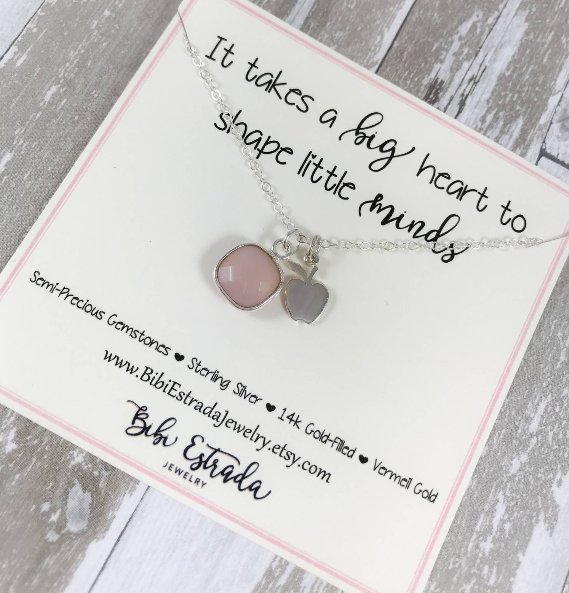 Lehrer Geschenk Halskette Edelstein Sterling Silber Neckace Sondergeschenk Rosa Chalcedon Personalisierte Lehrer Geschenk Halskette Edelstein Sterling Silber Neckace Sondergeschenk Rosa Chalcedon Personalisierte von BibiEstradaJewelry