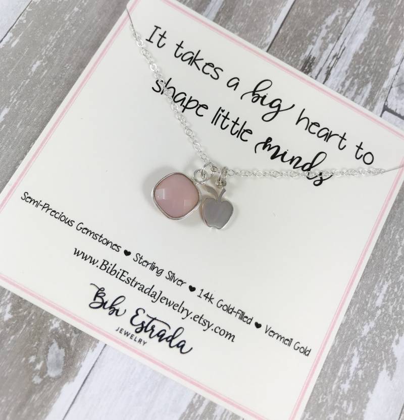 Lehrer Geschenk Halskette Edelstein Sterling Silber Neckace Sondergeschenk Rosa Chalcedon Personalisierte Lehrer Geschenk Halskette Edelstein Sterling Silber Neckace Sondergeschenk Rosa Chalcedon Personalisierte von BibiEstradaJewelry