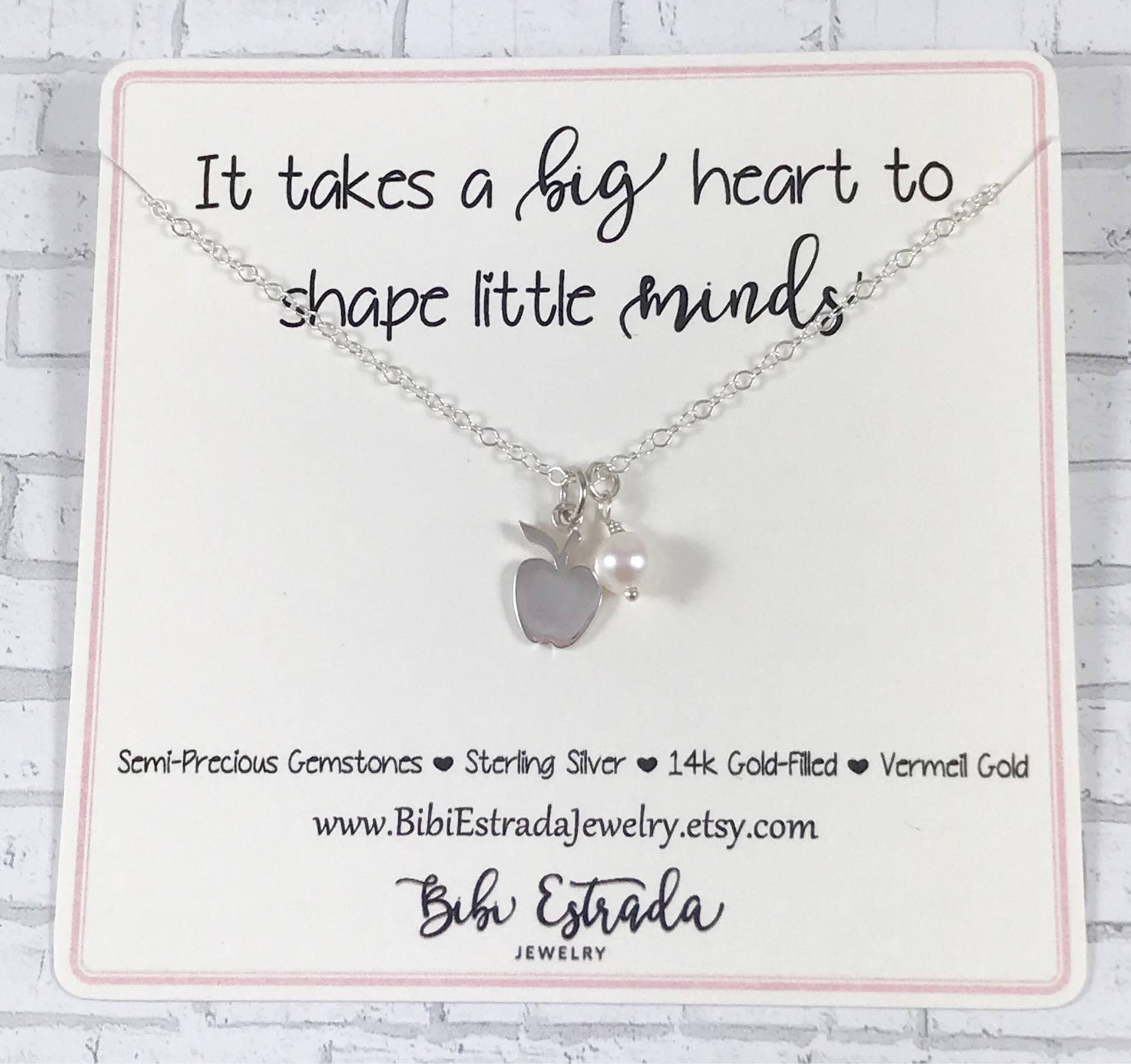 Lehrer Wertschätzung Halskette Sterling Apple Süßwasser Perle Silber Geschenk Personalisierter Schmuck Lehrer Wertschätzung Halskette Sterling Apple Süßwasser Perle Silber Geschenk Personalisierter Schmuck von BibiEstradaJewelry