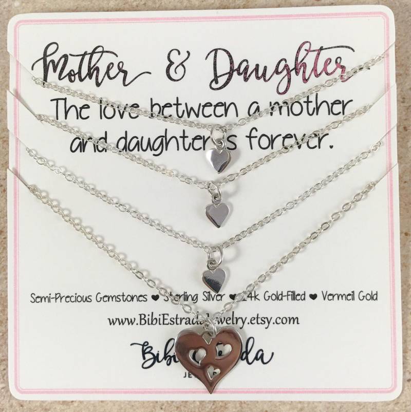 Mutter Tochter Sterling Silber Herz Halskette - 4Er Set Mutter Tochter Sterling Silber Herz Halskette - 4Er Set von BibiEstradaJewelry