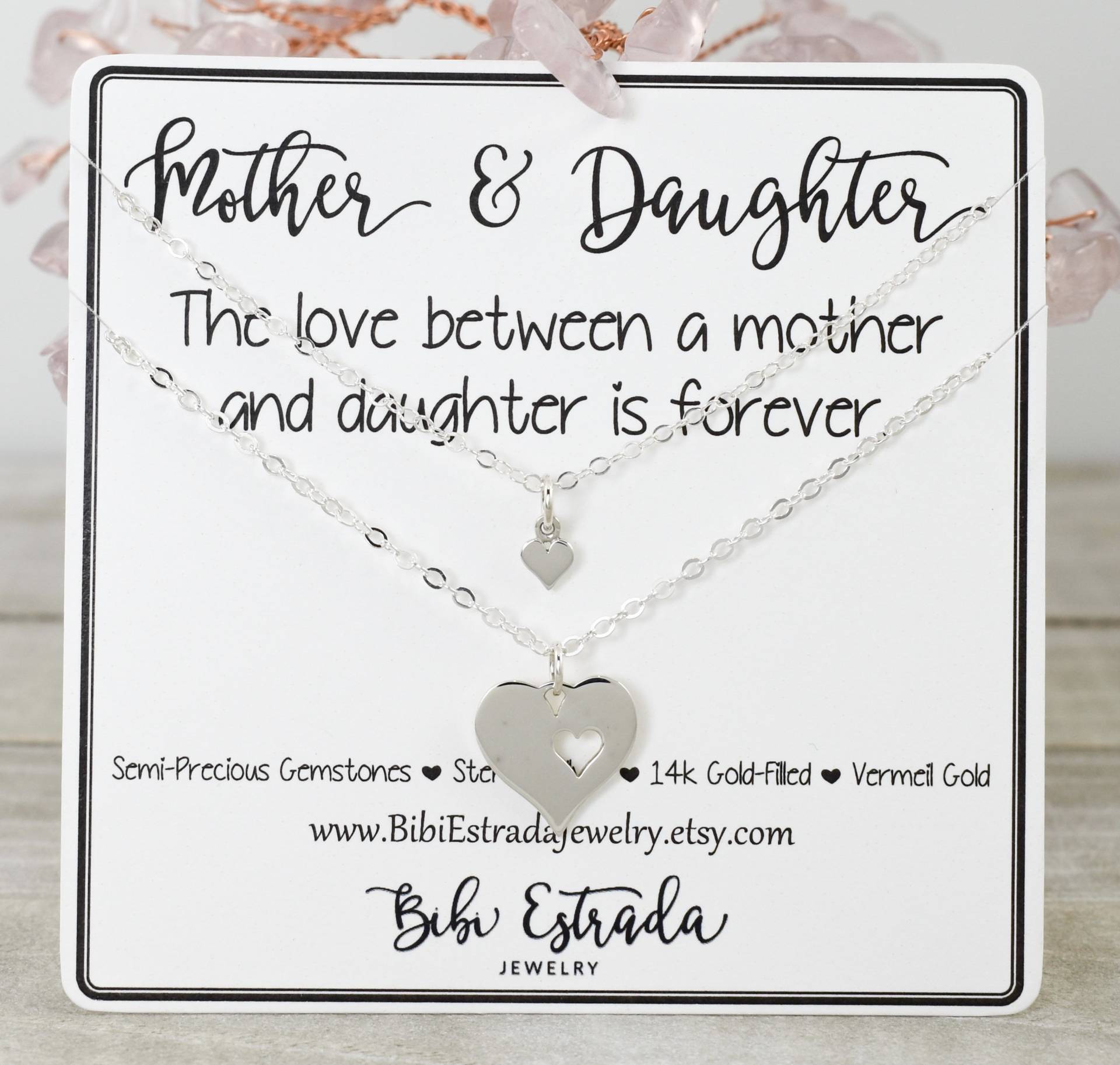 sterling Silber Mutter Tochter Halskette Set Herzanhänger sterling Silber Mutter Tochter Halskette Set Herzanhänger von BibiEstradaJewelry