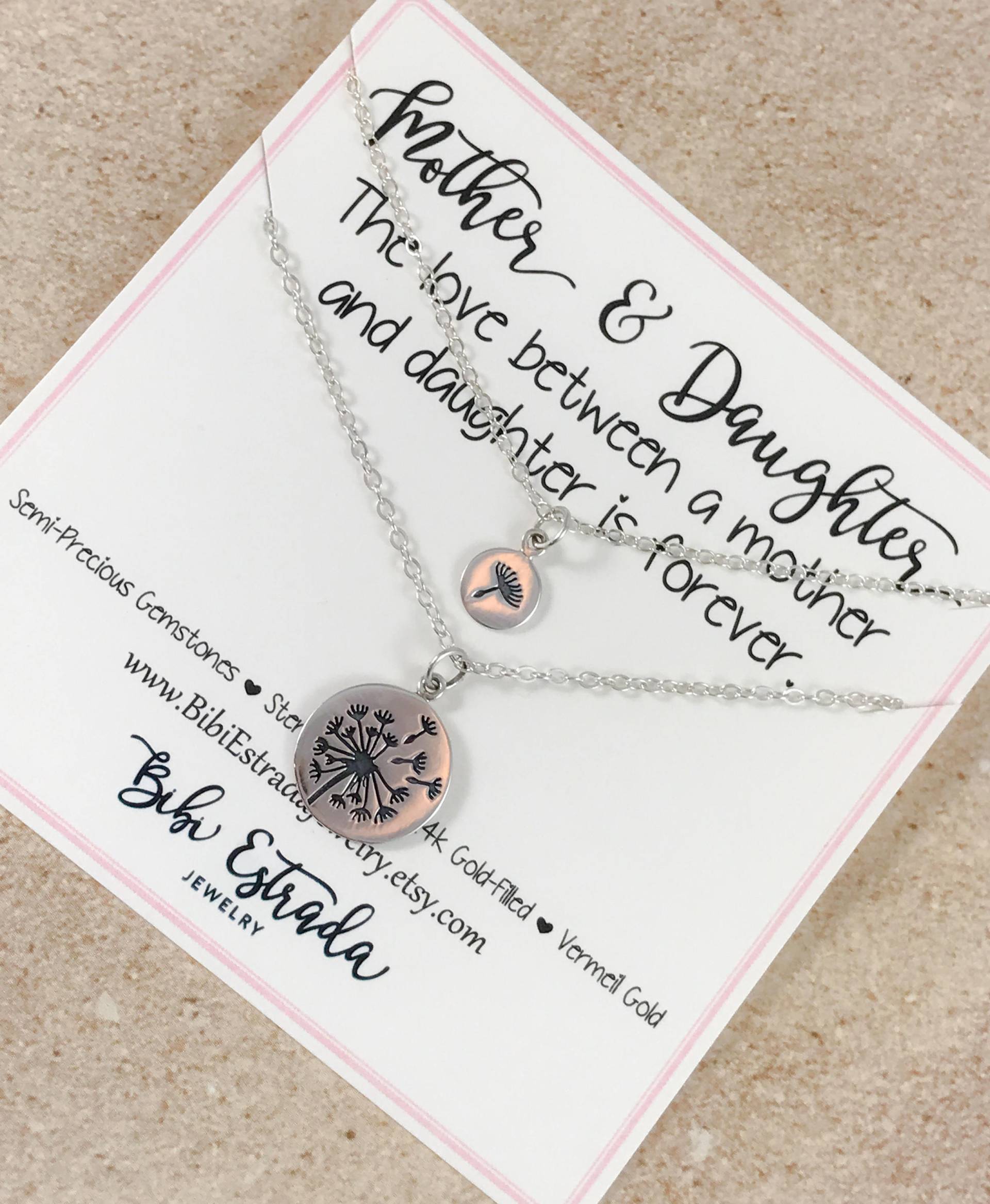 sterling Silber Mutter Tochter Halskette Set Löwenzahn Schmuck sterling Silber Mutter Tochter Halskette Set Löwenzahn Schmuck von BibiEstradaJewelry