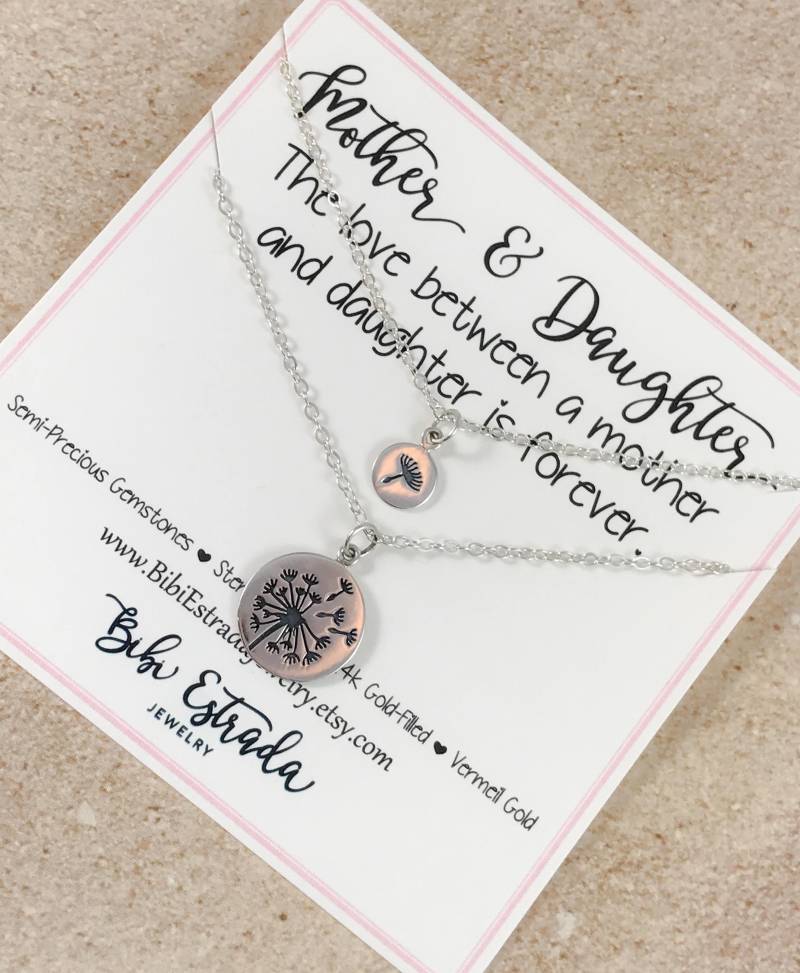 sterling Silber Mutter Tochter Halskette Set Löwenzahn Schmuck sterling Silber Mutter Tochter Halskette Set Löwenzahn Schmuck von BibiEstradaJewelry