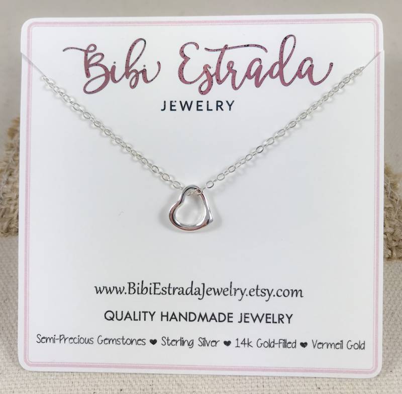 sterling Silber Offenes Herz Halskette Personalisierter Initial Anhänger von BibiEstradaJewelry