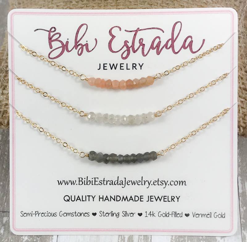 Regenbogen Mondstein Halskette Sterling Silber Oder Gold Filled Regenbogen Mondstein Halskette Sterling Silber Oder Gold Filled von BibiEstradaJewelry