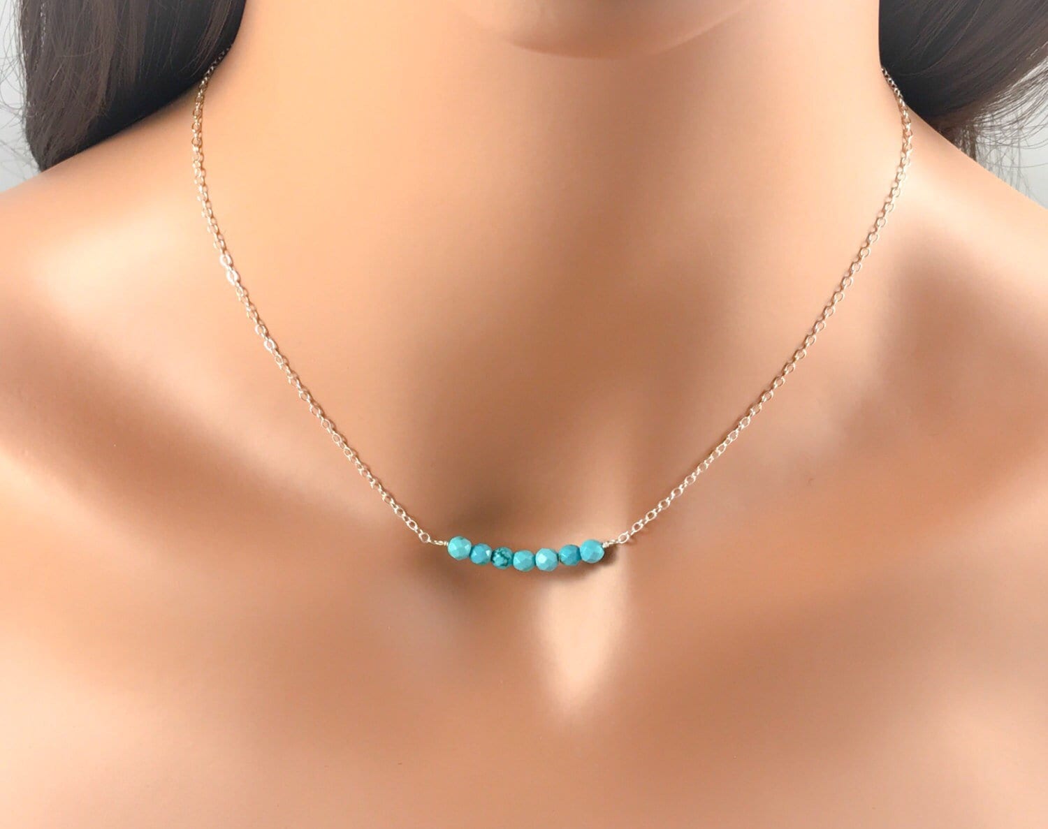 Turquoise Bar Halskette Zierliche Sterling Silber Halskette, Minimalist Layering Turquoise Bar Halskette Zierliche Sterling Silber Halskette, Minimalist Layering von BibiEstradaJewelry