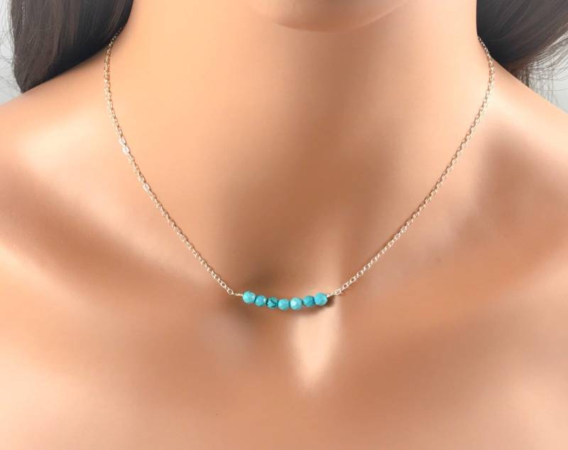 Turquoise Bar Halskette Zierliche Sterling Silber Halskette, Minimalist Layering Turquoise Bar Halskette Zierliche Sterling Silber Halskette, Minimalist Layering von BibiEstradaJewelry