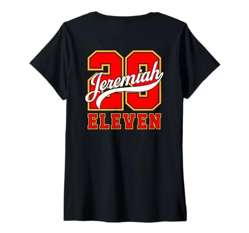 Damen Jeremia 29:11 Sports Theme Faith Wear Christian T-Shirt mit V-Ausschnitt Damen Jeremia 29:11 Sports Theme Faith Wear Christian T-Shirt mit V-Ausschnitt von Bible Verse 29:11 Christian Jersey Style Apparel