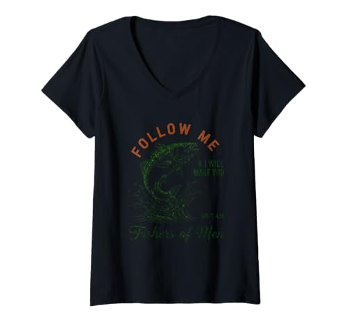 Damen Follow Me Fishers of Men Spirituelles Abenteuer T-Shirt mit V-Ausschnitt Damen Follow Me Fishers of Men Spirituelles Abenteuer T-Shirt mit V-Ausschnitt von Biblical Inspiration Outdoors Enthusiasts