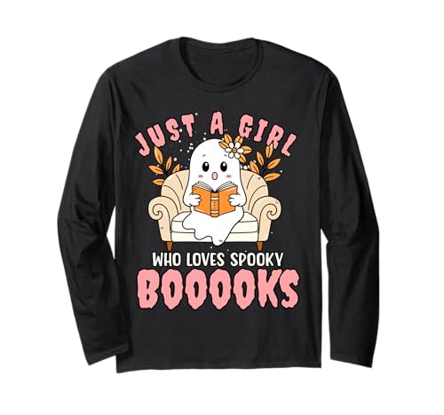 Just a Girl Who Loves Spooky Books Halloween-T-Shirt Langarmshirt Just a Girl Who Loves Spooky Books Halloween-T-Shirt Langarmshirt von Bibliophile Book Lovers Book Blogger Tees