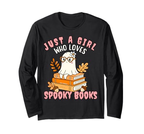 Just a Girl Who Loves Spooky Books Halloween-T-Shirt Langarmshirt Just a Girl Who Loves Spooky Books Halloween-T-Shirt Langarmshirt von Bibliophile Book Lovers Book Blogger Tees