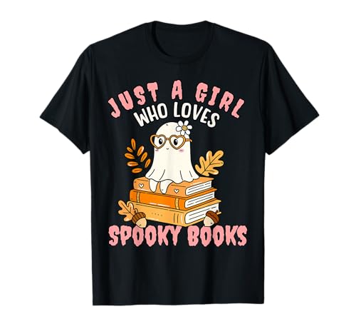 Just a Girl Who Loves Spooky Books Halloween-T-Shirt T-Shirt von Bibliophile Book Lovers Book Blogger Tees