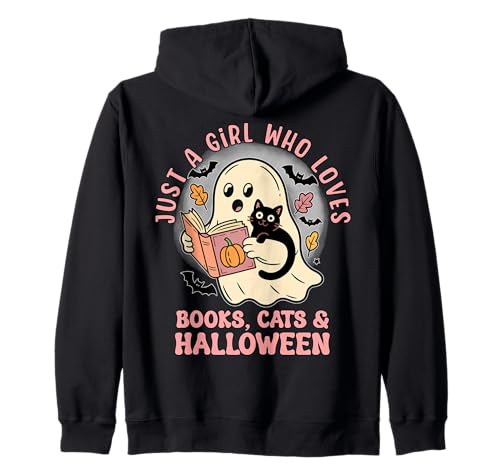 Nur EIN Mädchen, das Bücher und Katzen liebt Halloween-T-Shirt Kapuzenjacke von Bibliophile Book Lovers Book Blogger Tees