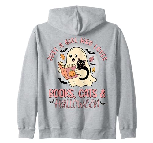 Nur EIN Mädchen, das Bücher und Katzen liebt Halloween-T-Shirt Kapuzenjacke von Bibliophile Book Lovers Book Blogger Tees