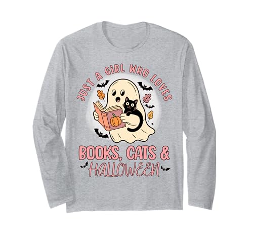 Nur EIN Mädchen, das Bücher und Katzen liebt Halloween-T-Shirt Langarmshirt Nur EIN Mädchen, das Bücher und Katzen liebt Halloween-T-Shirt Langarmshirt von Bibliophile Book Lovers Book Blogger Tees
