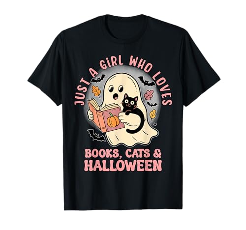 Nur EIN Mädchen, das Bücher und Katzen liebt Halloween-T-Shirt T-Shirt von Bibliophile Book Lovers Book Blogger Tees