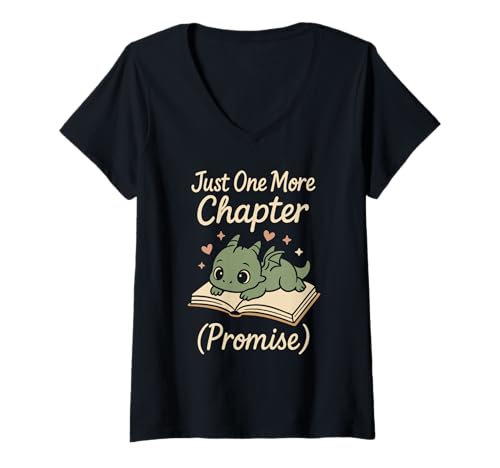 Damen Buch Drache Fantasy Reader Cozy Reading Book Lover Dragon T-Shirt mit V-Ausschnitt Damen Buch Drache Fantasy Reader Cozy Reading Book Lover Dragon T-Shirt mit V-Ausschnitt von Bibliophile Fantasy Reading Hoard Library Dragon