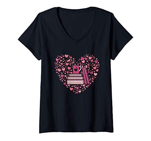 Damen Bücher Liebe Bibliothek Bücherwurm Geek Buch Lesen T-Shirt mit V-Ausschnitt Damen Bücher Liebe Bibliothek Bücherwurm Geek Buch Lesen T-Shirt mit V-Ausschnitt von Bibliothekar Bücherwurm Leseratte Lesen