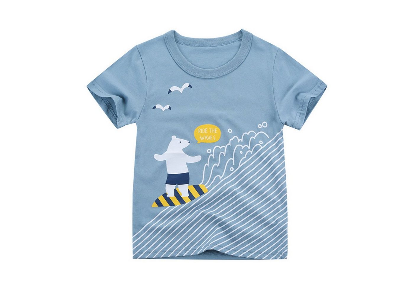 BiboBibo T-Shirt Bär-B10 (Kinder T-Shirt Baumwolle) Oberteil für Jungen Dino Tier Muster Tops Kinder Kleidung von BiboBibo