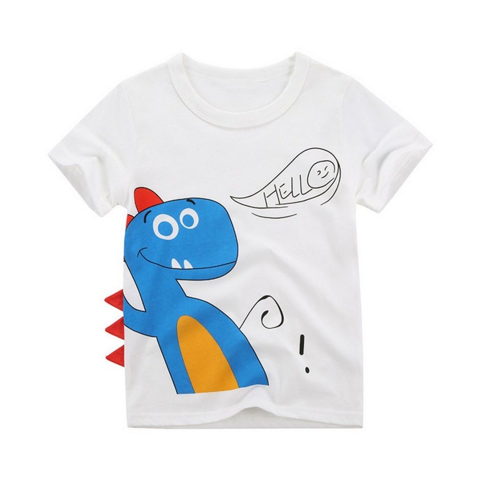 BiboBibo T-Shirt Dino-B7 (Kinder T-Shirt Baumwolle) Oberteil für Jungen Dino Tier Muster Tops Kinder Kleidung von BiboBibo