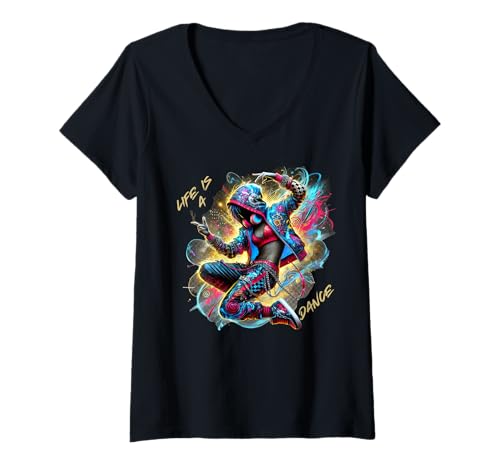 Damen Life is a Dance T-Shirt mit V-Ausschnitt von BiboroxX