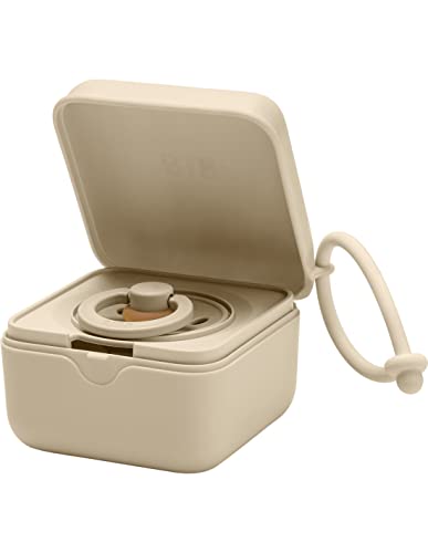 Bibs Schnuller Box mit Gummiband. Sterilisator Box für Schnuller. 100% BPA Freies Material. Vanilla von Bibs