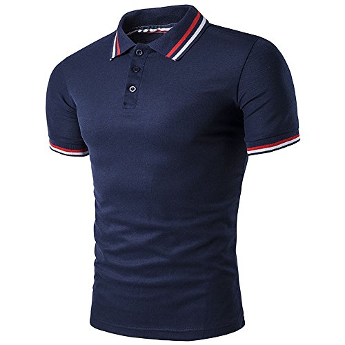 BicRad Herren Shirt Polo Kurzarmshirt Slim Polohemden Baumwolle, M, B41 Marine von BicRad