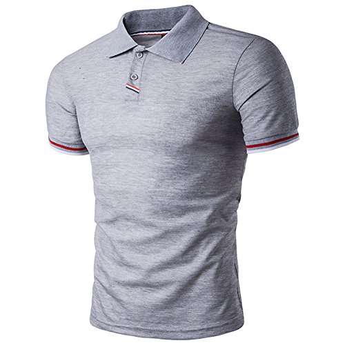 BicRad Herren Shirt Polo Kurzarmshirt Slim Polohemden Baumwolle, S, B40 Grau von BicRad