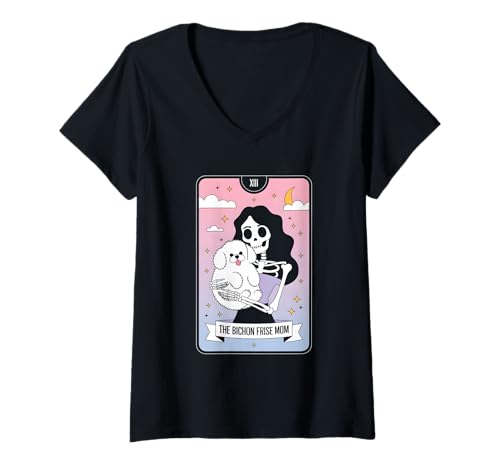 Damen Die Mutter von Bichon Frise T-Shirt mit V-Ausschnitt Damen Die Mutter von Bichon Frise T-Shirt mit V-Ausschnitt von Bichon Frise Mama Tarot