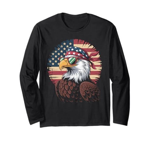 Weißkopfseeadler USA Bandana Mexikanische Flagge Brille Damen Herren Langarmshirt Weißkopfseeadler USA Bandana Mexikanische Flagge Brille Damen Herren Langarmshirt von Bicultural Freedom Patriot Latino Humor Bold Pride