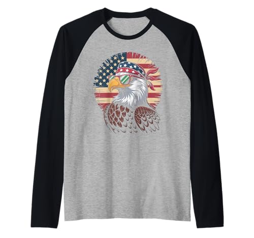 Weißkopfseeadler USA Bandana Mexikanische Flagge Brille Damen Herren Raglan Weißkopfseeadler USA Bandana Mexikanische Flagge Brille Damen Herren Raglan von Bicultural Freedom Patriot Latino Humor Bold Pride
