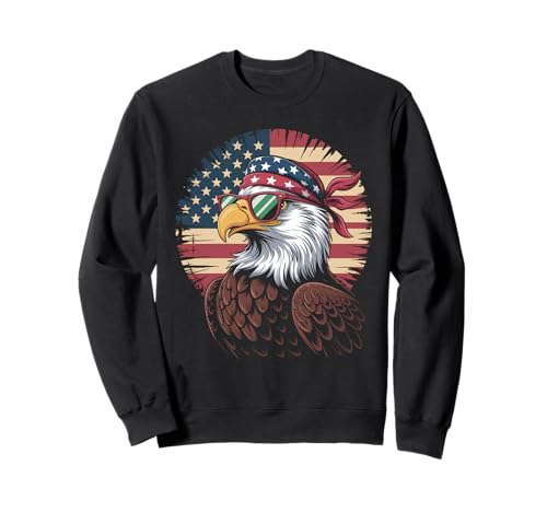 Weißkopfseeadler USA Bandana Mexikanische Flagge Brille Damen Herren Sweatshirt Weißkopfseeadler USA Bandana Mexikanische Flagge Brille Damen Herren Sweatshirt von Bicultural Freedom Patriot Latino Humor Bold Pride