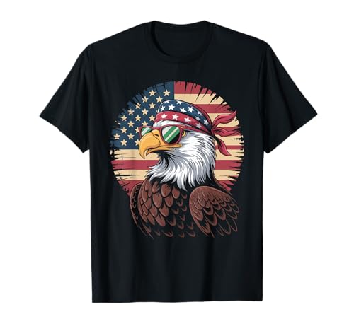 Weißkopfseeadler USA Bandana Mexikanische Flagge Brille Damen Herren T-Shirt Weißkopfseeadler USA Bandana Mexikanische Flagge Brille Damen Herren T-Shirt von Bicultural Freedom Patriot Latino Humor Bold Pride