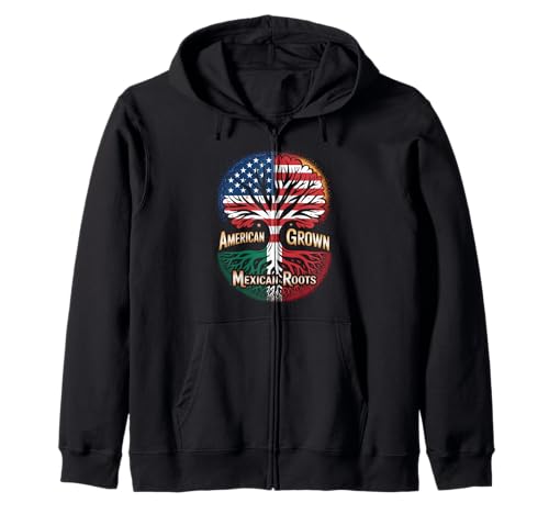 American Grown Mexican Roots Flag Tree Heritage Damen Herren Kapuzenjacke American Grown Mexican Roots Flag Tree Heritage Damen Herren Kapuzenjacke von Bicultural Latino Family Unity Culture USA