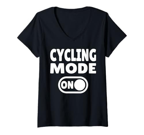 Damen Cycling Mode ON - Straßen-, Mountain- und Gravelbike T-Shirt mit V-Ausschnitt Damen Cycling Mode ON - Straßen-, Mountain- und Gravelbike T-Shirt mit V-Ausschnitt von Bicycle Cyclist Bikes Riding Gear