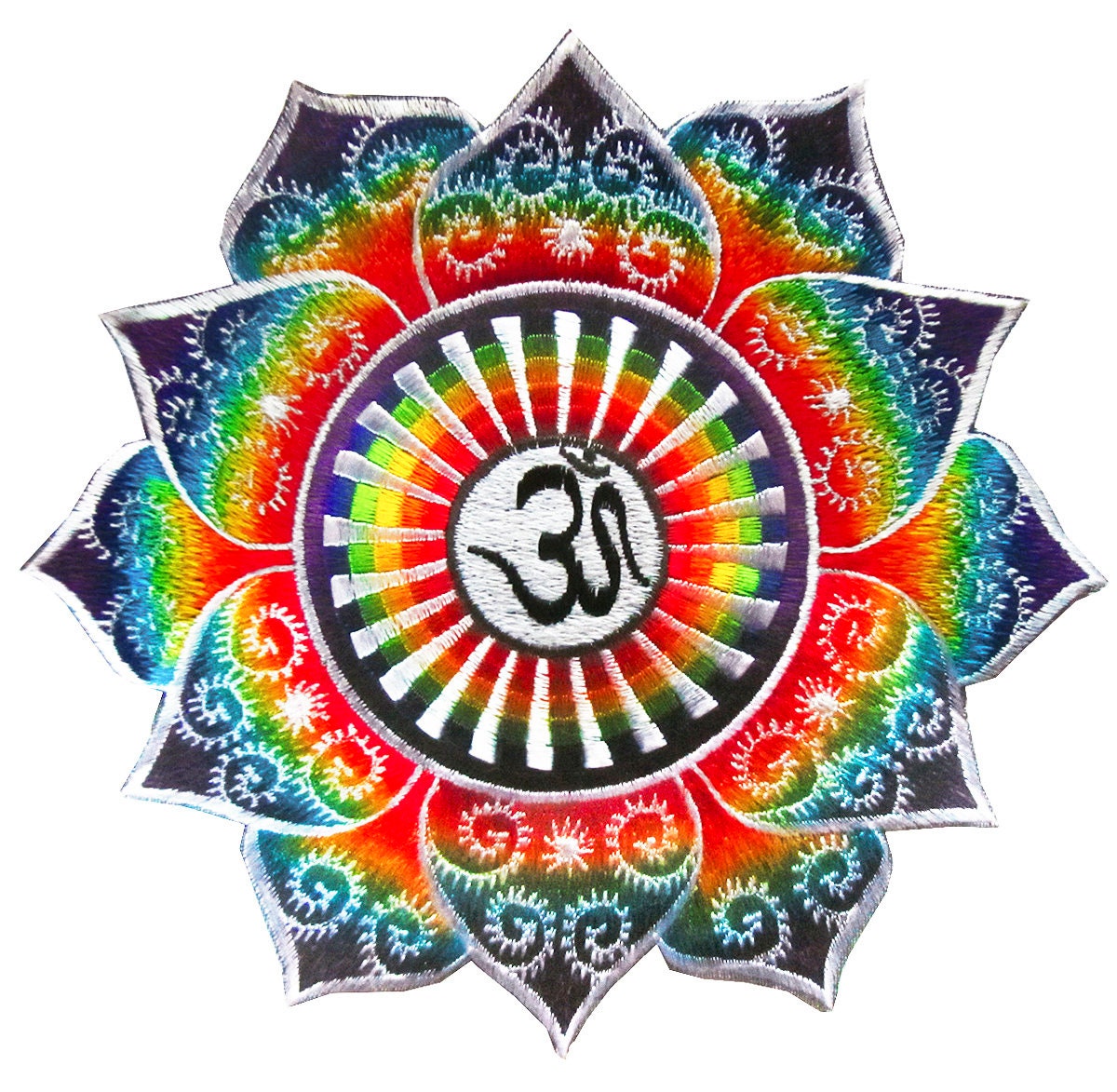 Aum Regenbogen Fraktal Aufnäher Kaleidoskop Mandala von BicycleDayShop