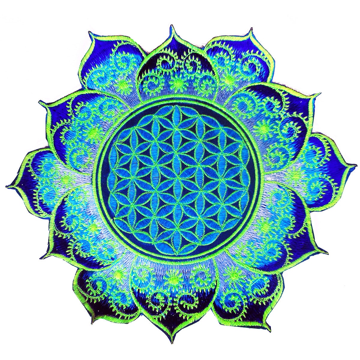 Blaue Blume Des Lebens Kaleidoskop Mandala Heilige Geometrie Patch Kunst von BicycleDayShop