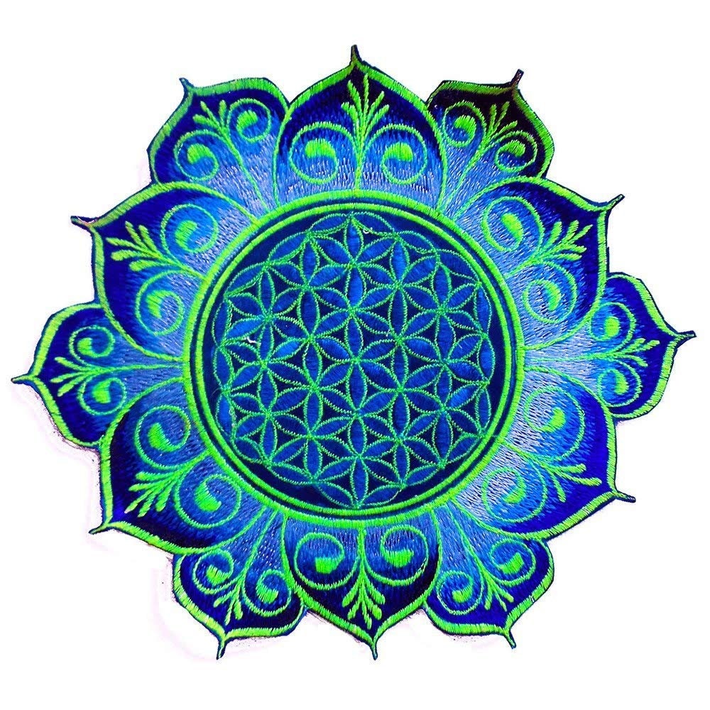 Blauer Blume Des Lebens Aufnäher Zum Aufnähen - Heilige Geometrie Mandala von BicycleDayShop