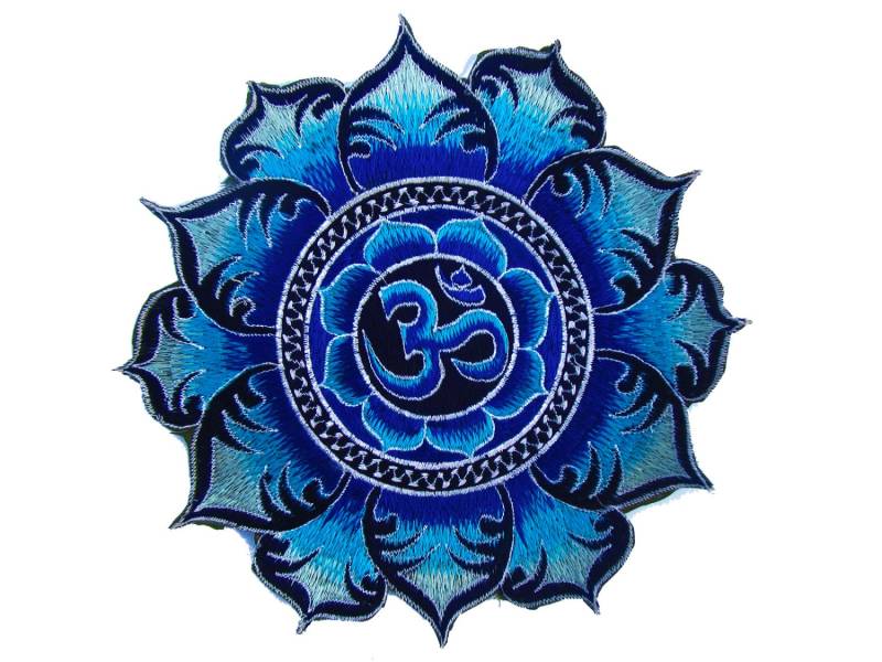 Blue Aum Mandala Patch Cosmic Music Goa Trance Festival Party von BicycleDayShop