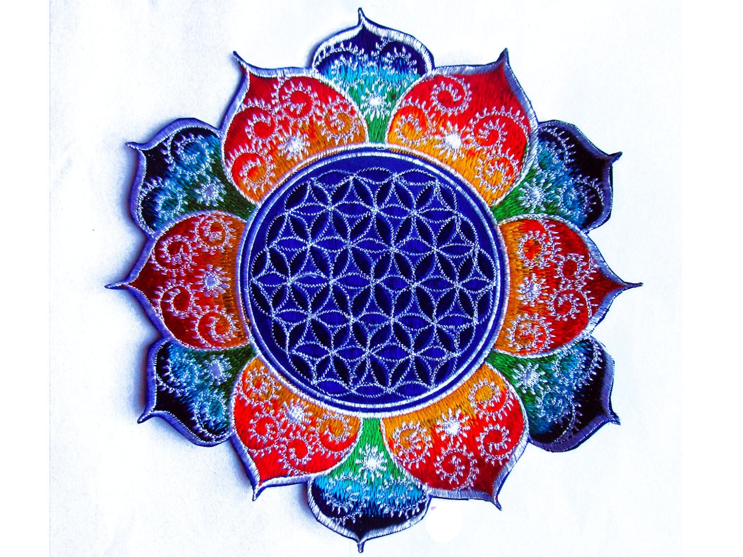 Fraktal Blume Des Lebens Regenbogen Mandala Heilige Geometrie Patch Kunst von BicycleDayShop