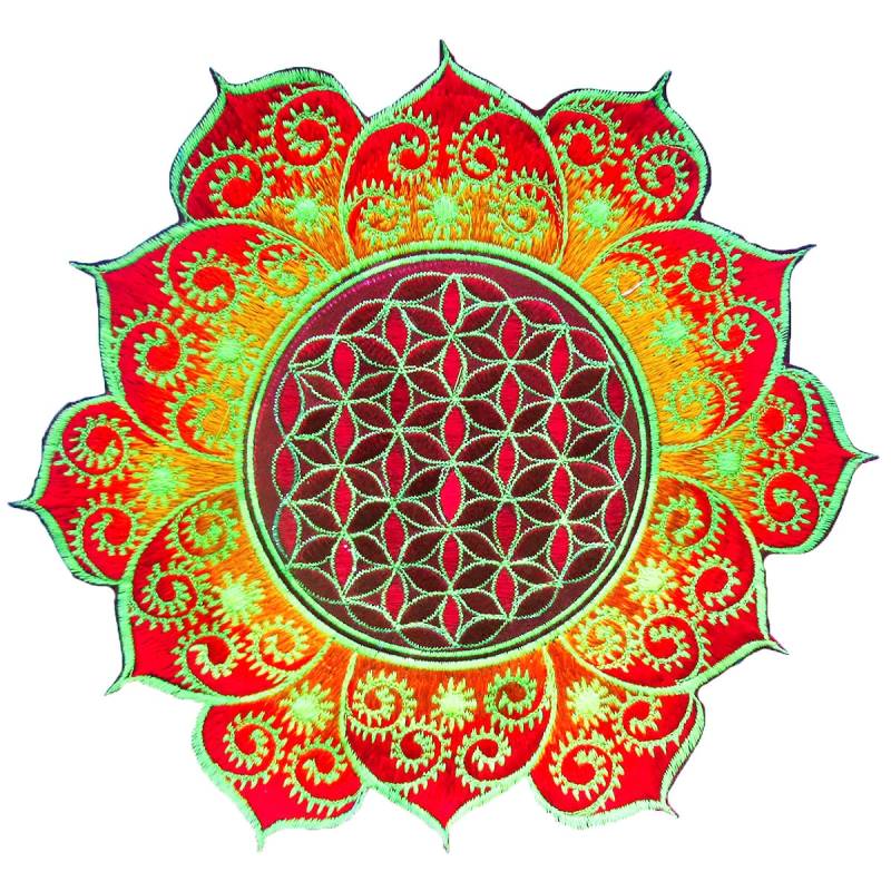 Fraktal Blume Des Lebens Rot Mandala Heilige Geometrie Patch Kunst von BicycleDayShop