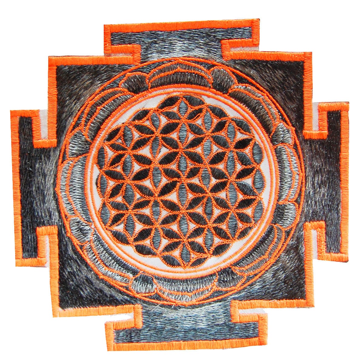 Grau Uv Orange Blume Des Lebens Yantra Heilige Geometrie Patch Heilung Informationen Kunst von BicycleDayShop