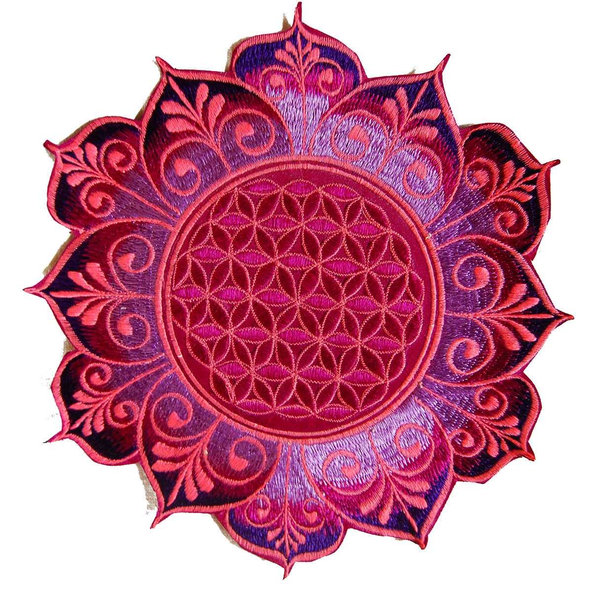 Lila Blume Des Lebens Heilige Geometrie Patch Mandala Stickerei Kunst Zum Aufnähen von BicycleDayShop