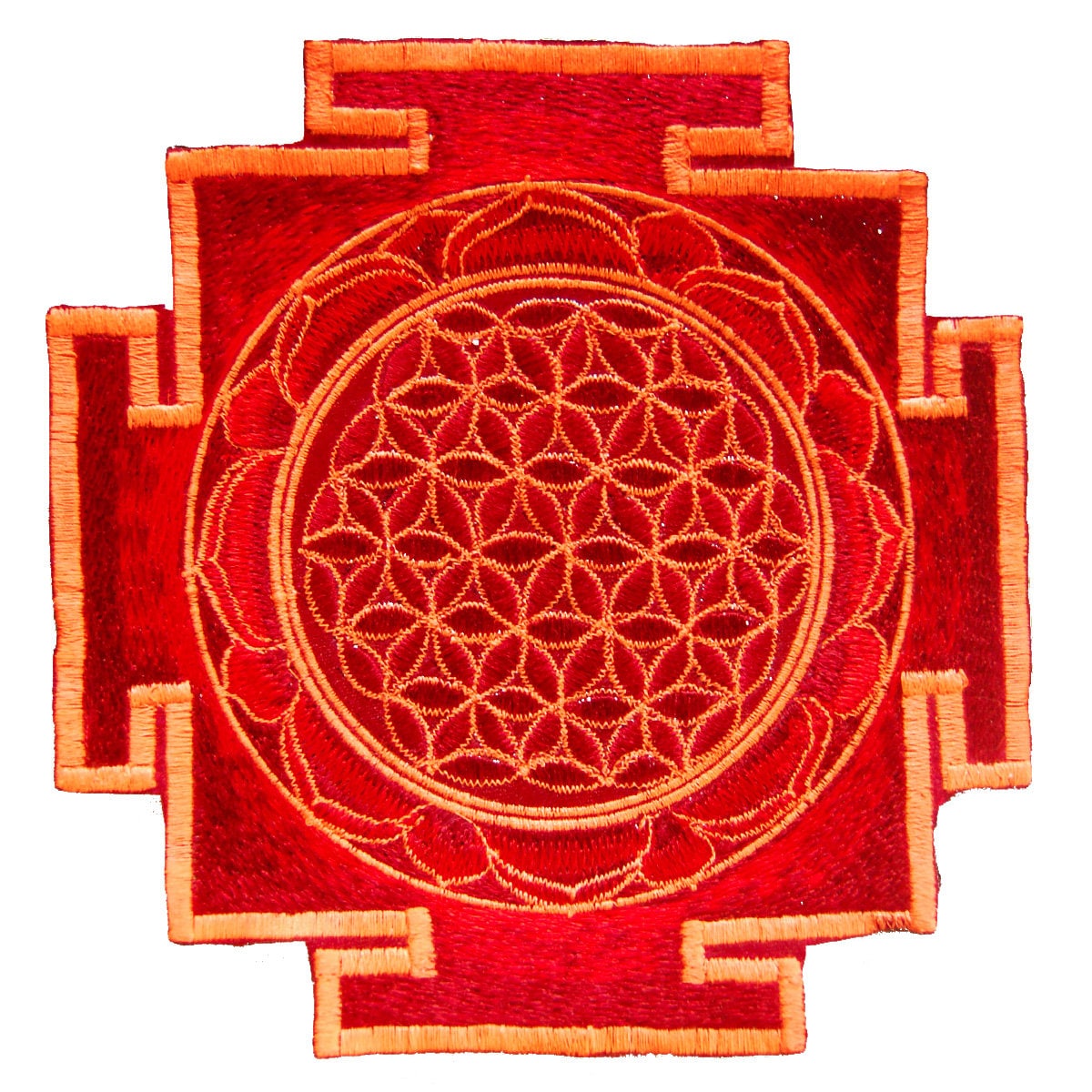 Rotes Yantra Blume Des Lebens Heilige Geometrie Goa Patch Heilig Heilung Informationen Schwarzlicht Aktiv von BicycleDayShop